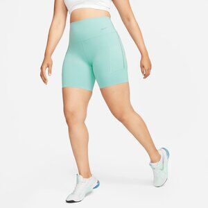 Women's Nike Universa Medium-Support High-Waisted 8" Biker Shorts Green Size XS